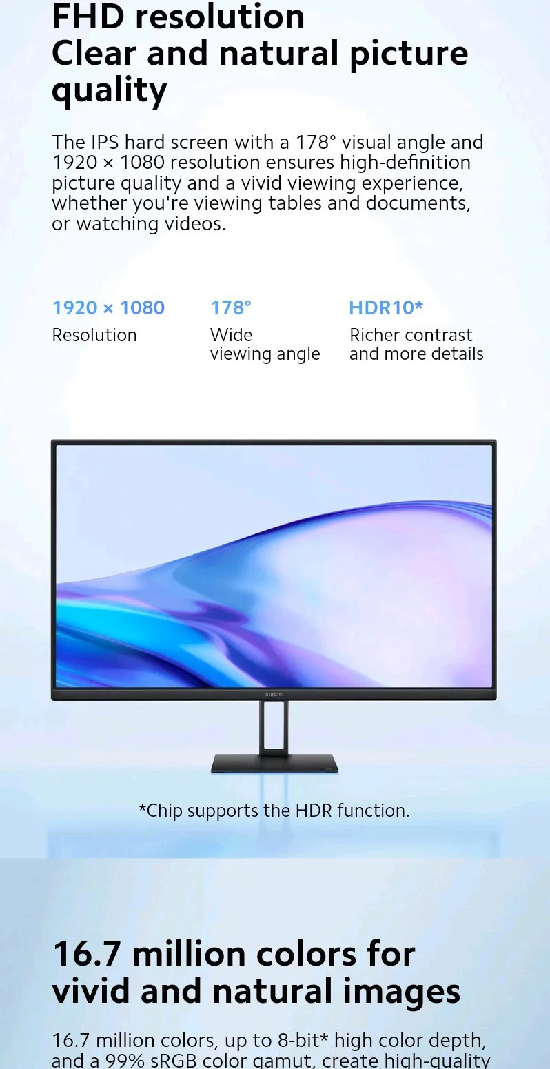 Xiaomi A27i 27 inch 100Hz FHD IPS Monitor description image 3