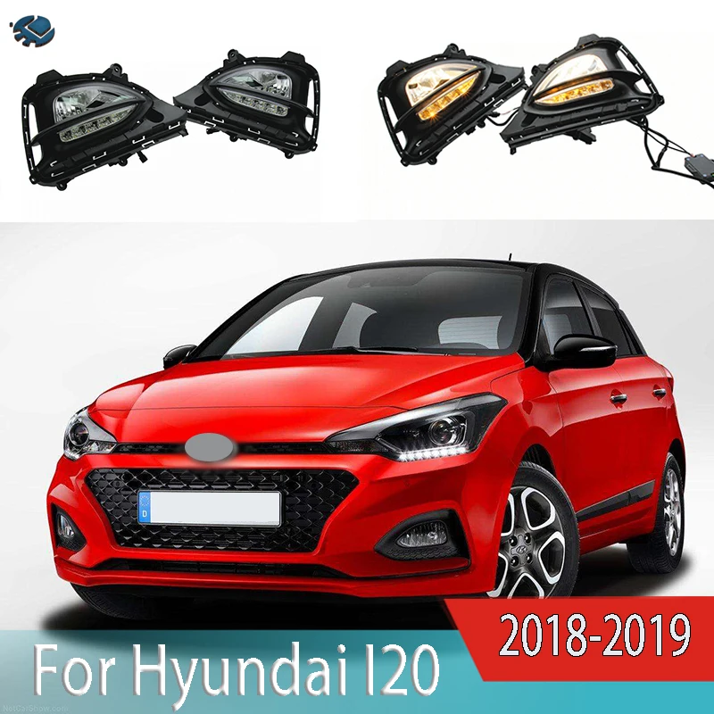 

2 Color LED Daytime Driving Light For Hyundai I20 2018 - 2019 DRL Fog Light White Turn Yellow Day Light 2 pcs
