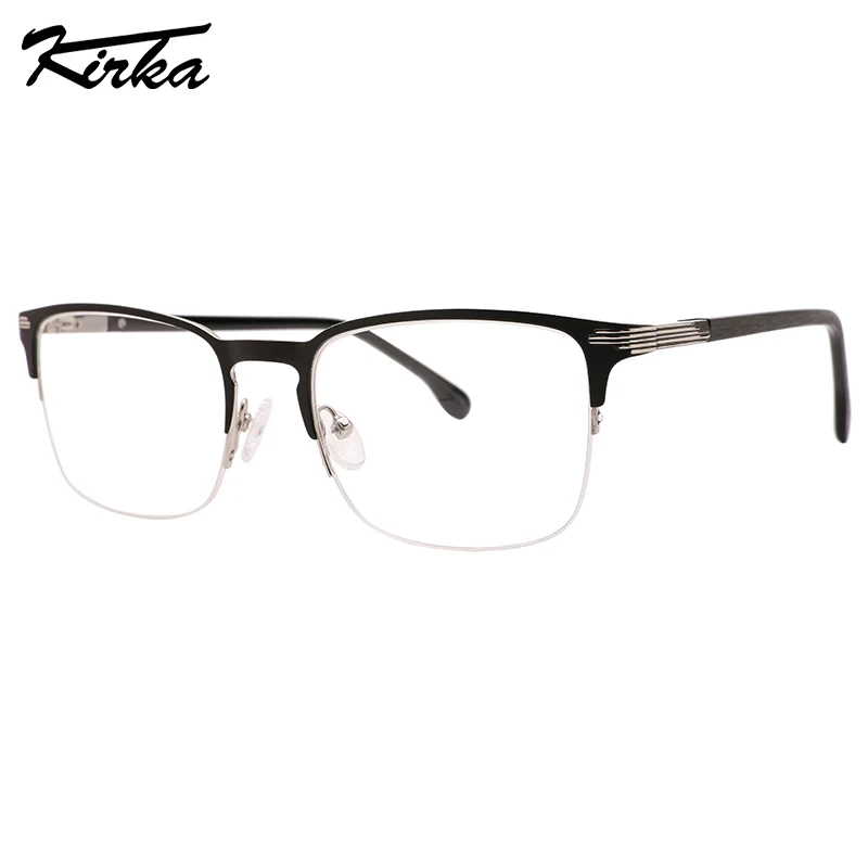 

Kirka Men Metal Half-Rim Rectangle Stainless Steel Matt Frames Male Business Computer Eyeglasses Reading Glasses MM4021