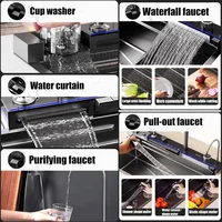 Black Gray Kitchen Sink Multi-Function Smart Kitchen Sink Digital Display Embossed Stainless Steel Raindance Waterfall Sink 2
