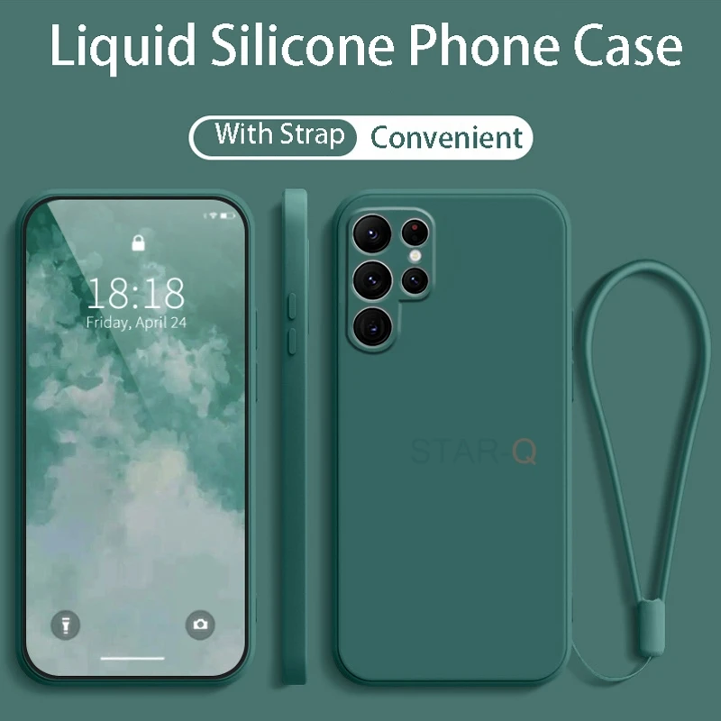 Enhanced Liquid Silicone Phone Case with Lanyard Back Cover - Original Strap
