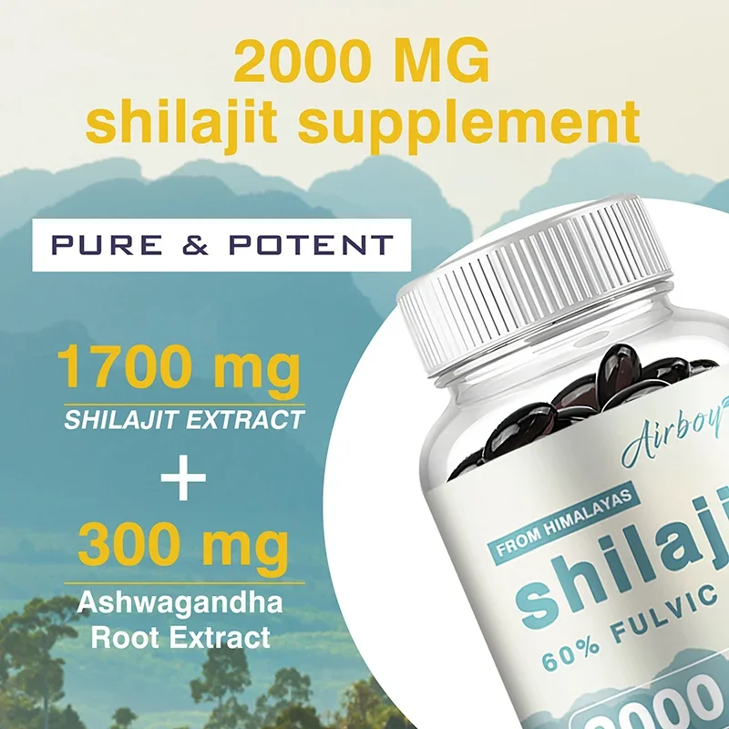 Shilajit Capsules-Rich Trace Minerals & 60% Fulvic Acid-for Improve Endurance Focus, Memory and Immune Health
