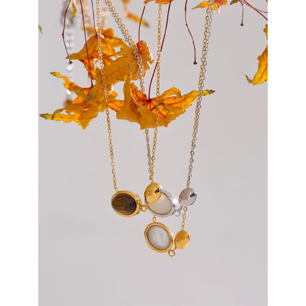 Yhpup Tiger Stone Pendant Necklace 316L Stainless Steel