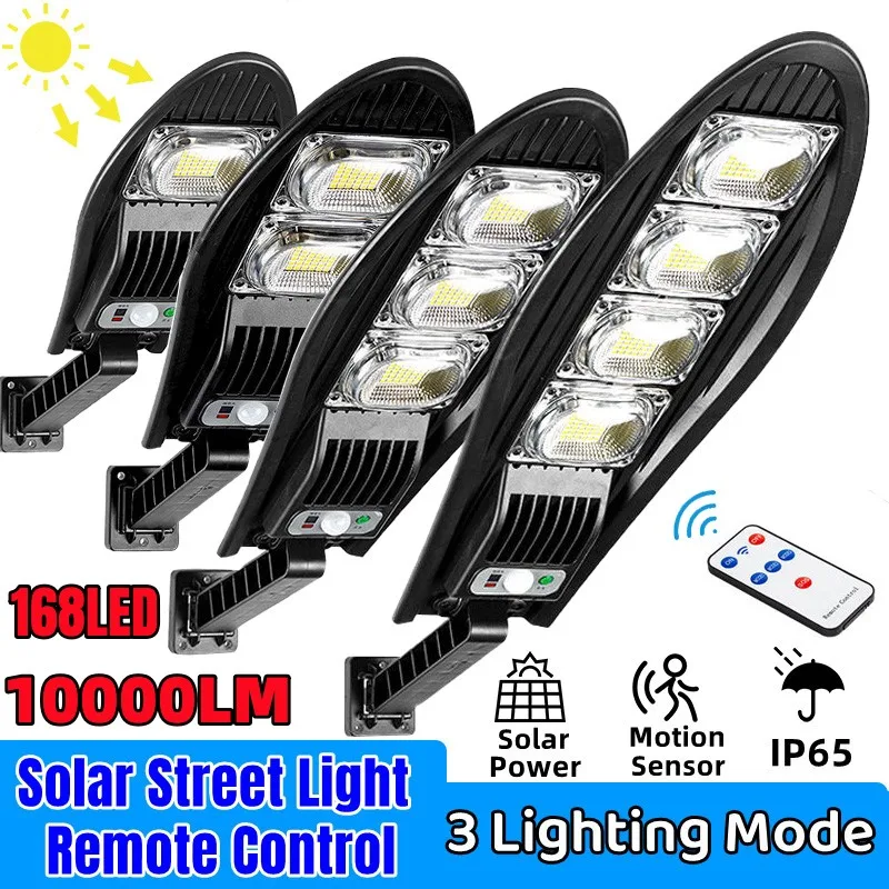 Solar Street Light Super Bright Outdoor Waterproof LED Lamp Motion Sensor 3 Modes Lighting Remote Control For Garden Villa Gard 280000lm solar street light 3 modes 1200 mah rechargeable battery waterproof super bright outdoor wall lamp wholesale