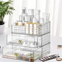 Transparent Diamond Makeup Organizer Case Luxury Drawer Cosmetic Storage Box Acrylic Lipstick Container Vanity Dresser Organizer 1
