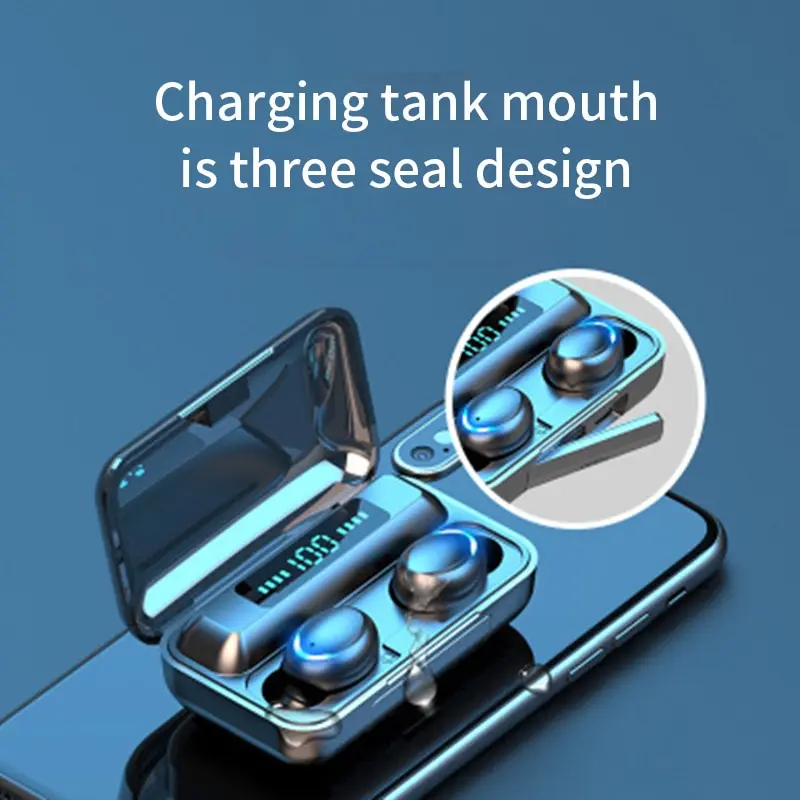 Wireless Earphones Bluetooth Earphones Wireless Bluetooth Earphones Bluetooth Headphones Wireless Bluetooth Headphones Wireless Headset New Explosion Model F9 Wireless Bluetooth Headset Binaural English Cross Border Private Model TWS Power Display Touch 5.0