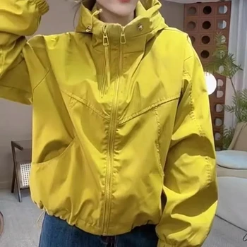 Fashion Hooded Short Jacket Women Streetwear Double Zipper Coat Casual Top Loose Outerwear Students Jackets Spring Autumn 2025 1