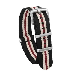 Premium Soft Nylon Sports Watch Strap - Universal Fit - 20mm (A27.Black khaki red)
