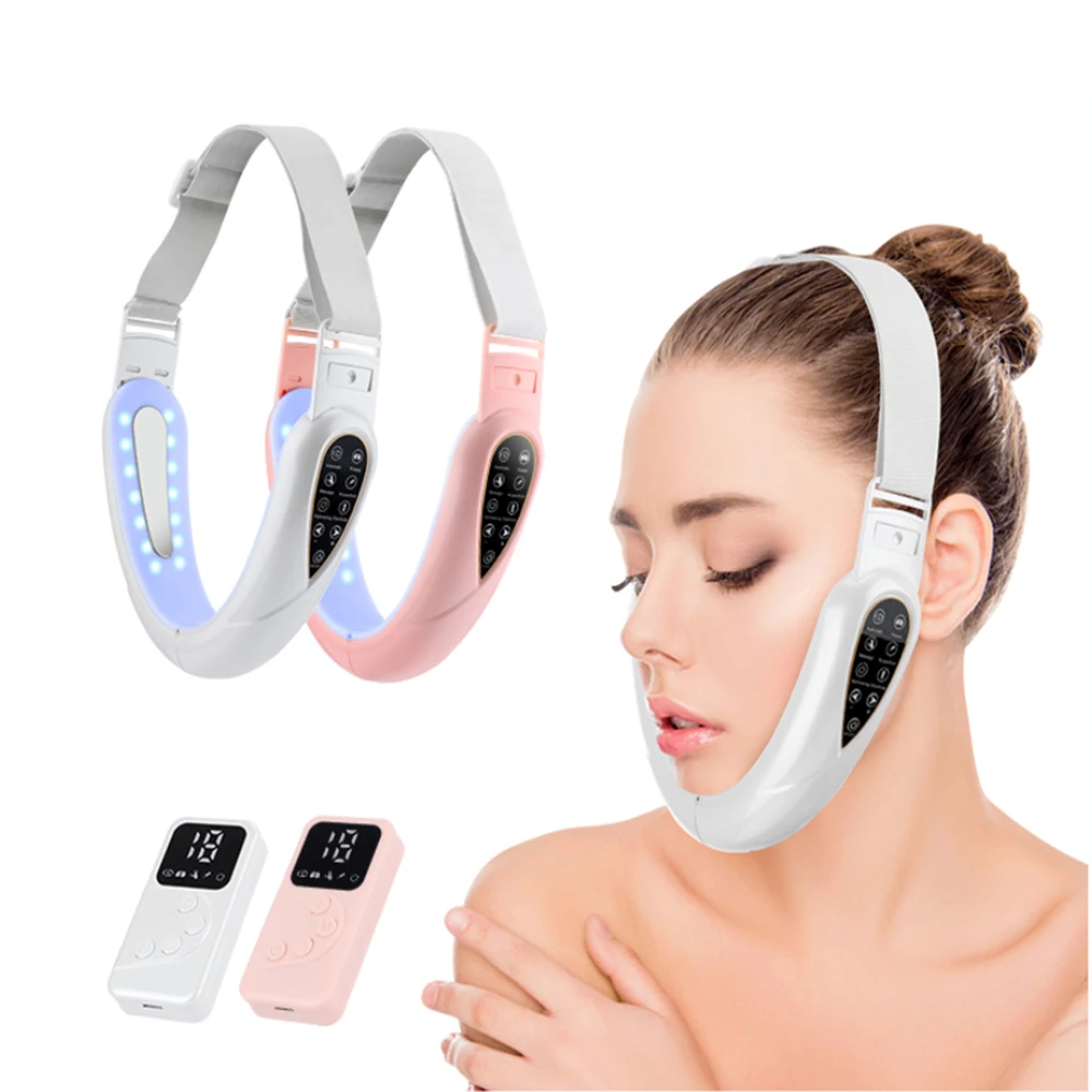 

Facial Lifting Device LED Photon Therapy Face Slimming TENS Vibration Massager Double Chin V Face Shaped Cheek Lift Belt Machine