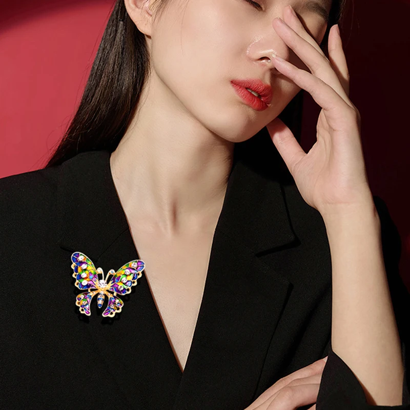 1PC Crystal Butterfly Brooches Insect Pin 1