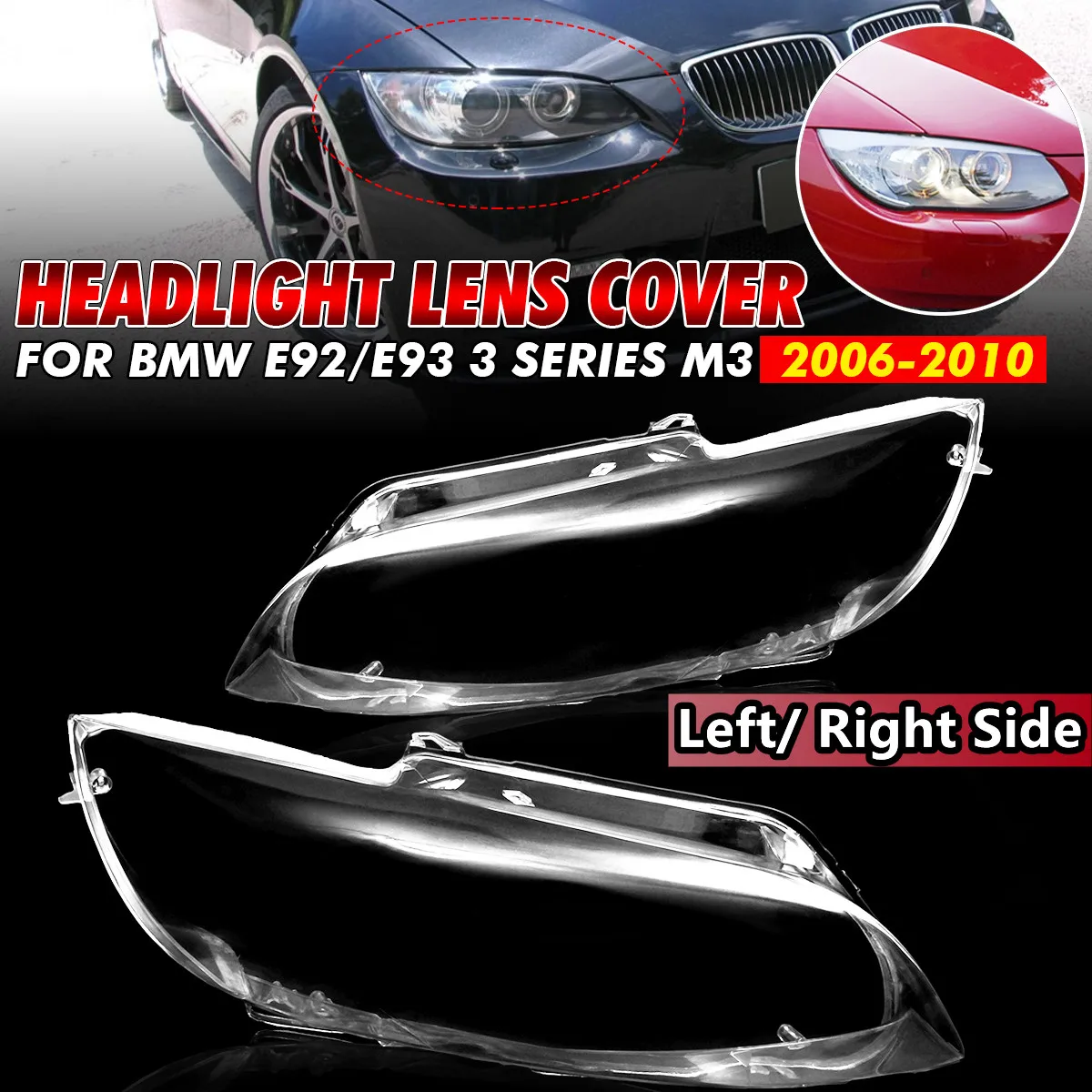Front Headlight Lens Covers Headlamp Cover Shell For BMW E92 E93 Coupe Convertible M3 2006 2007 2008 2009 2010 headlight cover headlight lens cover