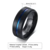 Vinterly Tungsten Carbide Men Rings Anti-scratch 8mm Wide Line Jewelry for Male Luxury Unique Party Wedding Bands 3