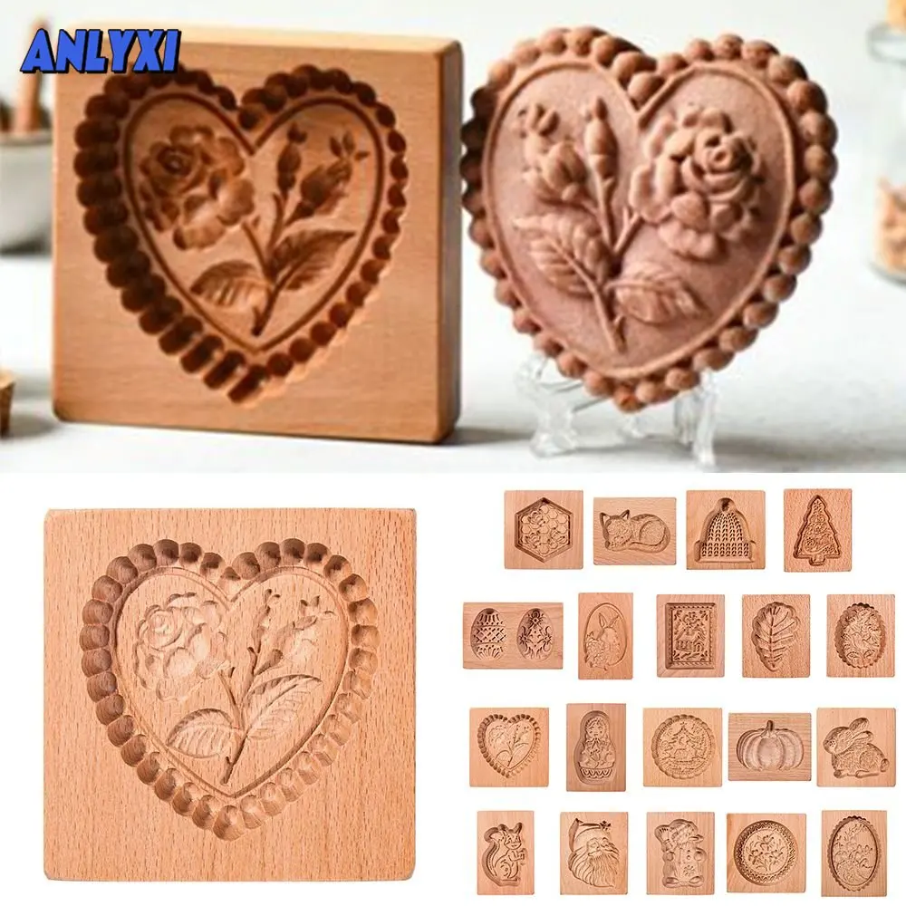 DIY Wooden Shortbread Mold Raspberry Heart Carved Gingerbread Cookie Mold  Kitchen Cutter Molds For Valentine's Day Easter Party - AliExpress