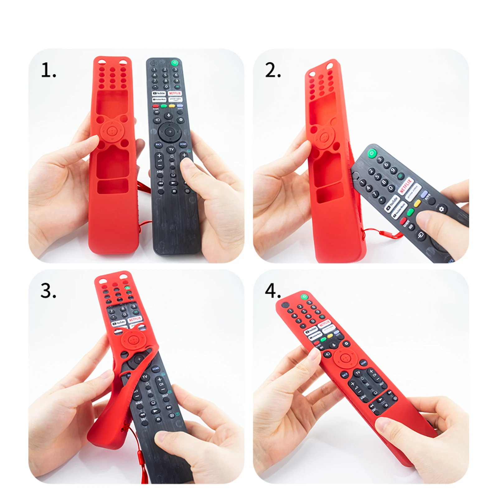 Silicone Protective Cover Shockproof Protective Skin Sleeve Waterproof with Lanyard for Sony RMF-TX520U MG3-TX520U Voice Remote 2