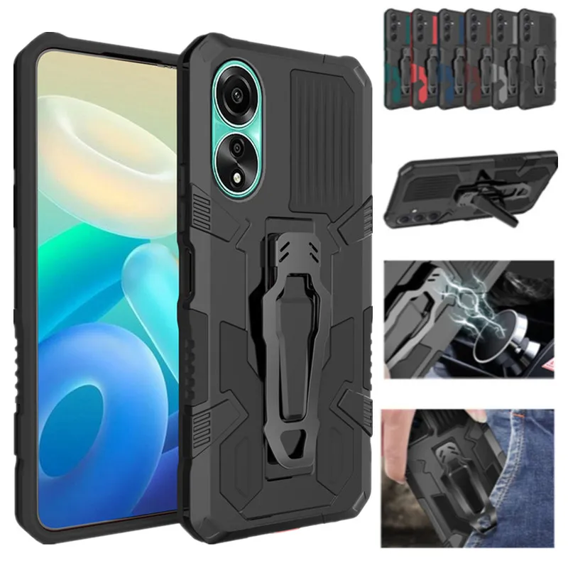 Heavy-Duty Armor Belt Clip Stand Case - Shockproof Protective Cover