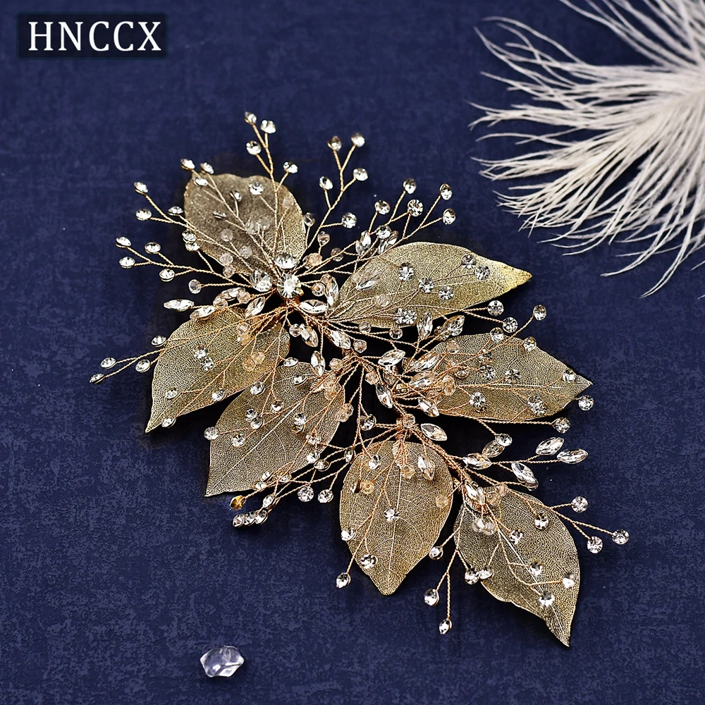 HNCCX Brides Leaves Rhinestone Headpiece Elegant Girls Bridal Side Hair headdress Headband Wedding Hair Accessories CP285
