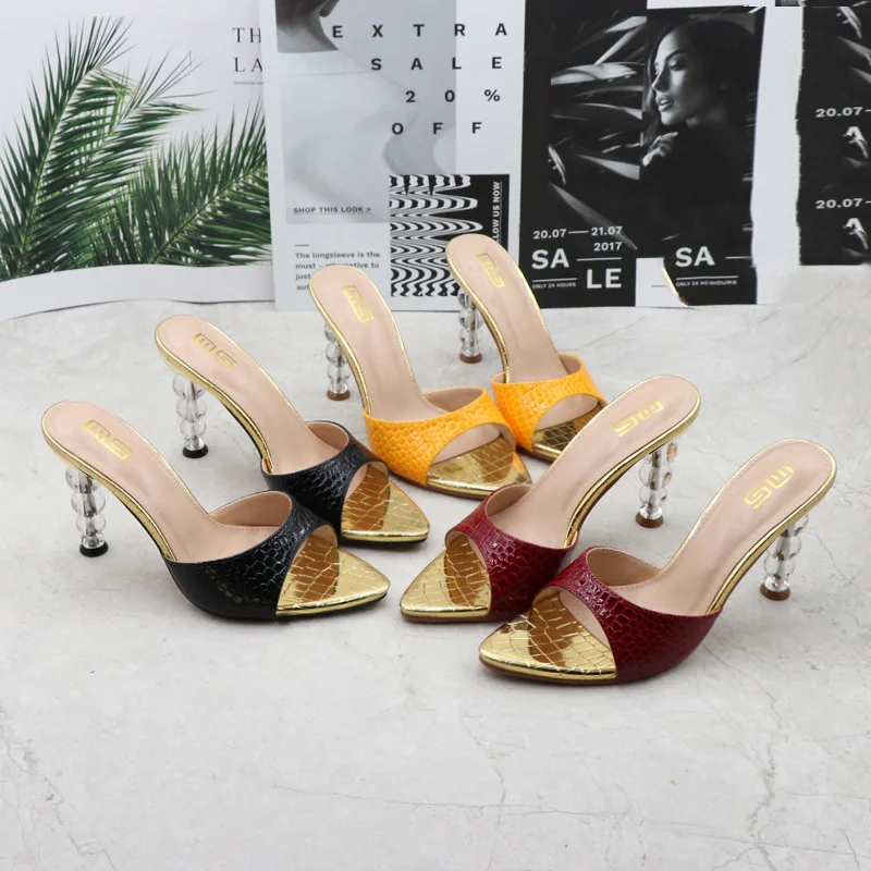 Comemore Women's High heeled Sandals 2022 Summer New Pointed Open Toe