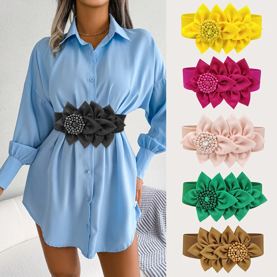 حزام خصر مرن للزهور للنساء ، ديكور لفستان التنقل اليومي ، أداء العطلة ، إكسسوارات الحفلات ، غطاء الخصر