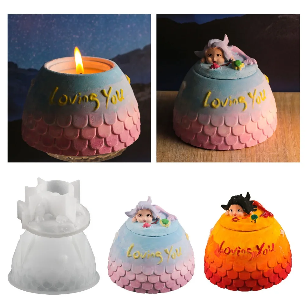 

Креативный силиконовый Органайзер «русалка», форма «сделай сам» для подсвечников, чашек, штукатурки, коробка для хранения, цветочный горшок, цементные бетонные формы