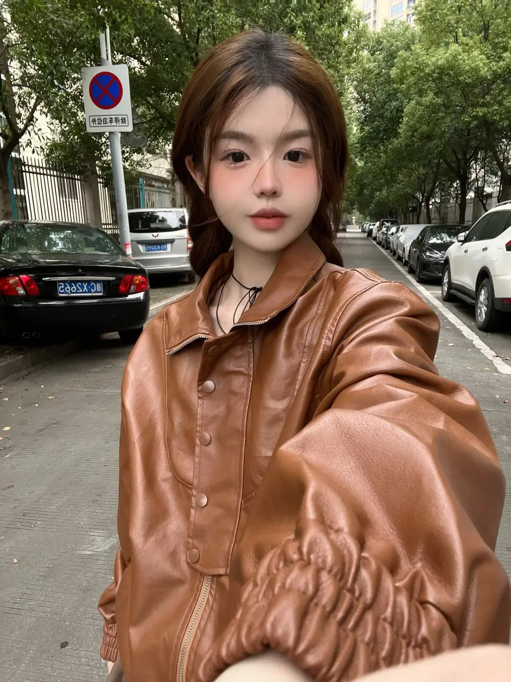 Fashion Sweet Cute American Lapel Long Sleeve Women's Leather Jacket Coat 2023 Autumn Winter Street Style Casual Loose Jacket