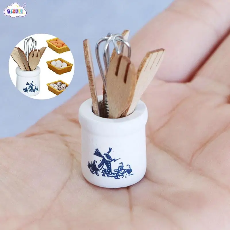 

1set 1:12 Dollhouse Miniatures Egg Beater Knife Fork Spoon Miniature Food Play Scene Kitchen Decor Dollhouse Accessories