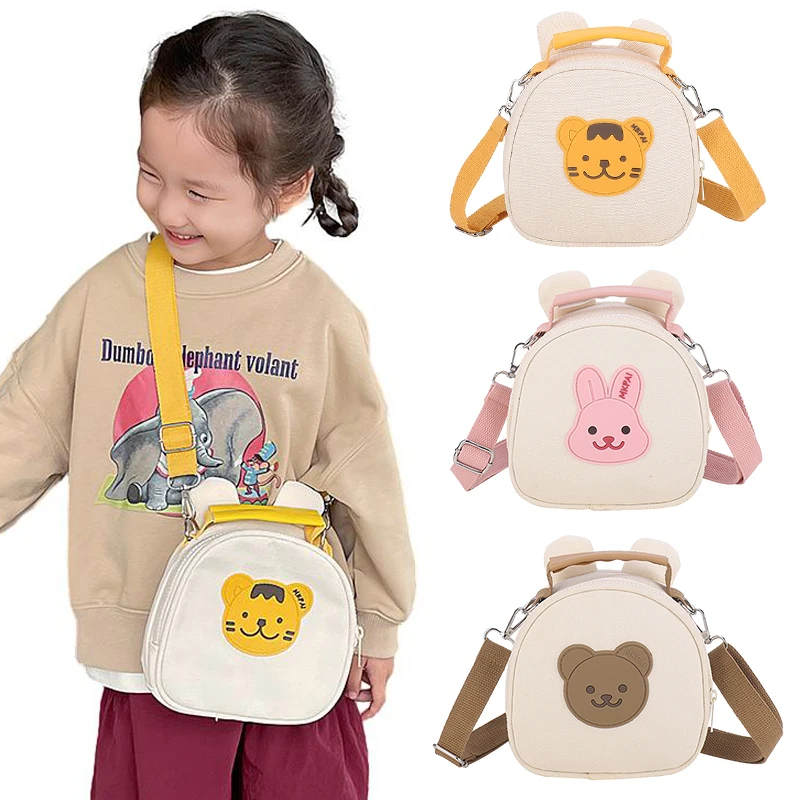 Korean Kids Shoulder Bag Kawaii Canvas Children's Handbags for Girl Boy Snack Coin Storage Messenger Bags Kindergarten Schoolbag