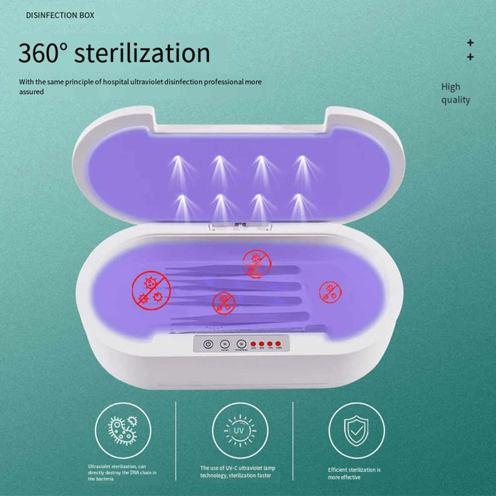 UV Nail Manicure Make up Tool Sterilizer Disinfection Box Ultraviolet Light Disinfection for Nail Salon Nail Tech Supplies