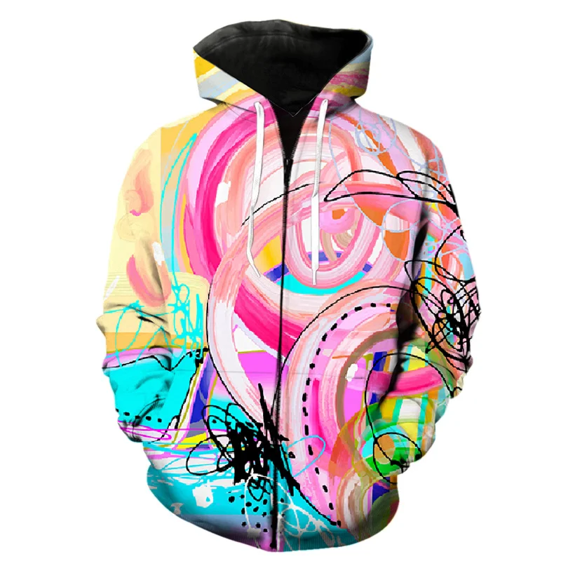 thumbnail image 1 of Sudadera con capucha y cremallera con estampado 3D abstracto de arte grafiti para hombres, primavera, hip hop, adolescentes, camisetas de manga larga, ropa de calle, sudaderas Harajuku, 1 of 4