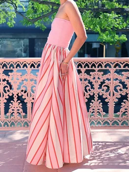 Elegant Floral Print Maxi Dress Boho Style Off Shoulder Ruffle Long Dress Summer Beach Party Strapless Sundress 4