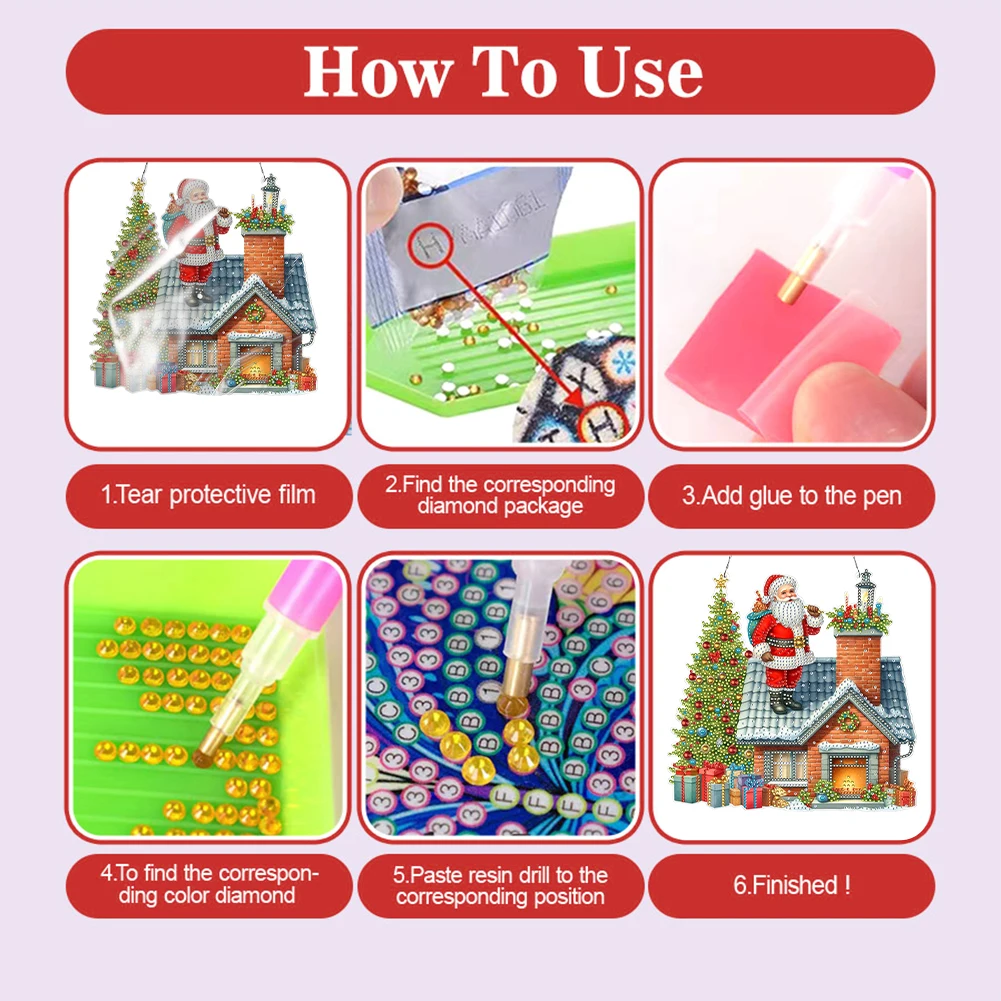 Door Hanging Diamond Art Painting Kits DIY Santa Claus Diamond Painting Welcome Signs Owl Cat Diamond Art Window Ornamen