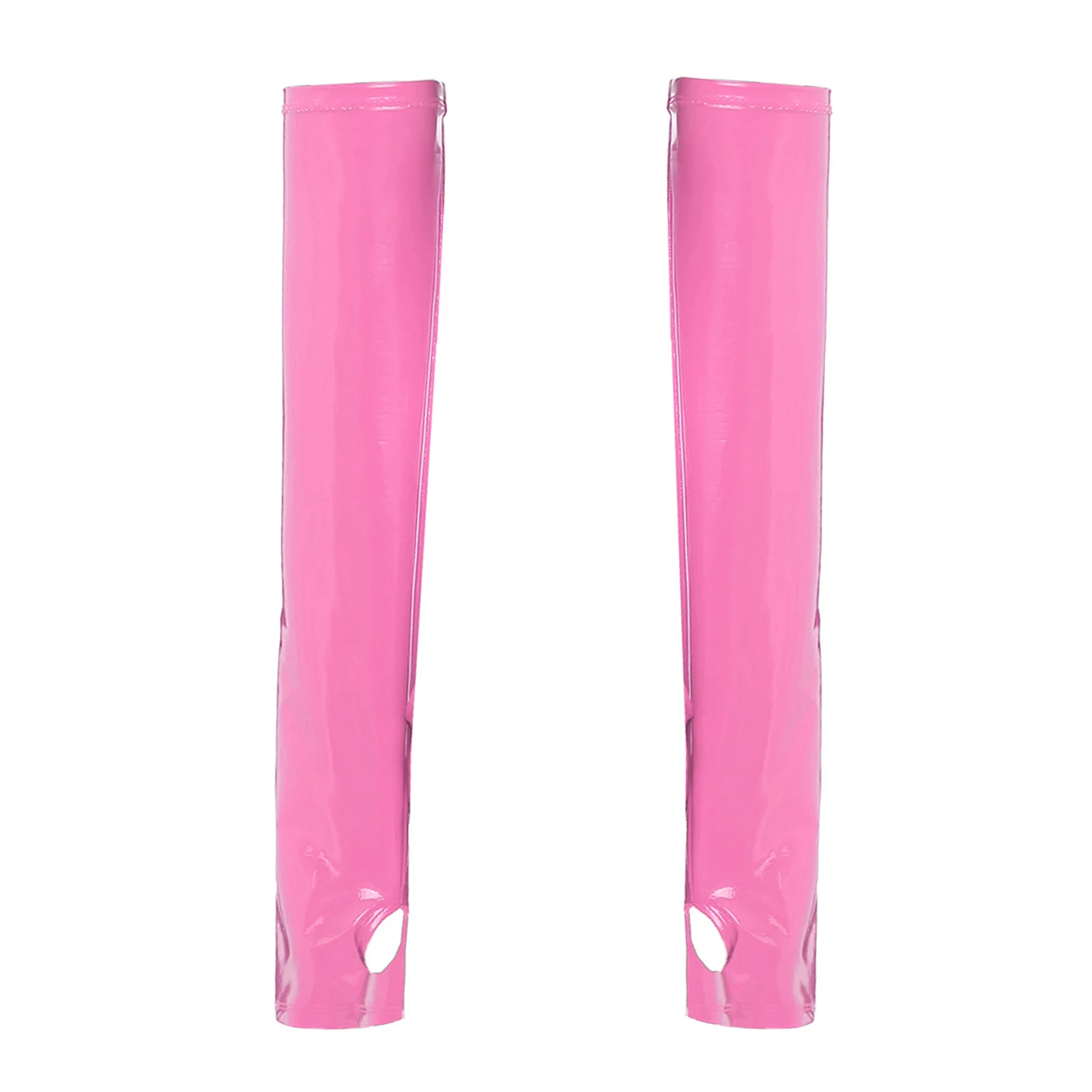 Womens Glossy Patent Leather Fingerless Long Gloves Cosplay Party Clubwear
