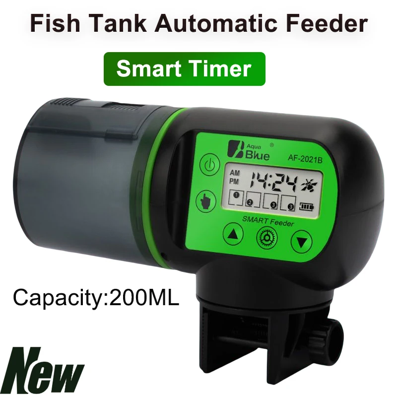 Adjustable Smart Automatic Fish Feeder Fish Tank Auto Feeding Dispenser With Lcd Indicates Timer