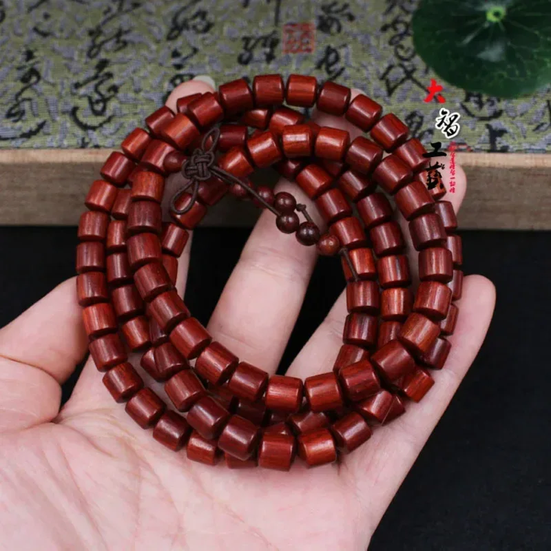 

Zambia red sandalwood barrel beads handbracelet 108 rosewood rosary beads Buddha beads men's and women's handstrings