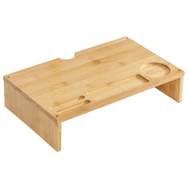 

Бамбуковая подставка для монитора с держателем для смартфона и ручками для домашнего офиса, компьютера, ноутбука, телевизора, планшета