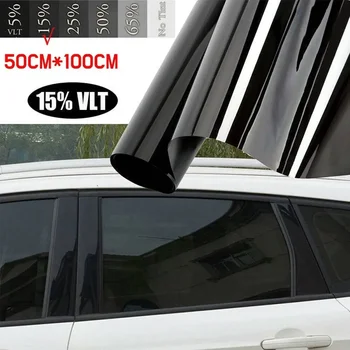 50x100cm 15% VLT Car Window Tint Film Glass Sticker Sun Shade Film For Car UV Protector Foils Sticker Films With Free Scraper 1