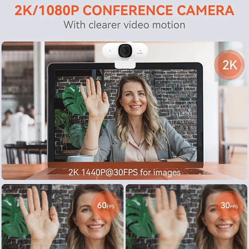 NUROUM V15-AF  2K Full HD Webcam with AI Noise Suppression Microphone Camera Plug-and-Play For Computer Laptop 4