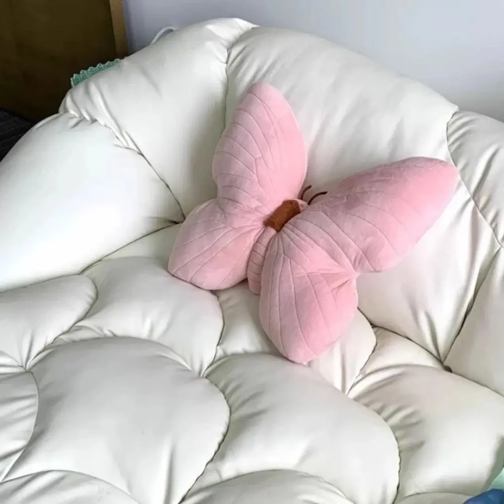 Plush Toys Butterfly Pillow Throwing Pad Short Plush Cushion Cute Girl Pink Toy for Bedroom Sofa Home Decoration Home Textile Cushion