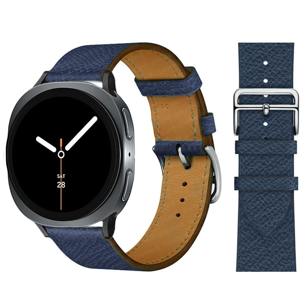 Premium Synthetic Leather Strap for Smartwatch - Elegant Bracelet with Connector