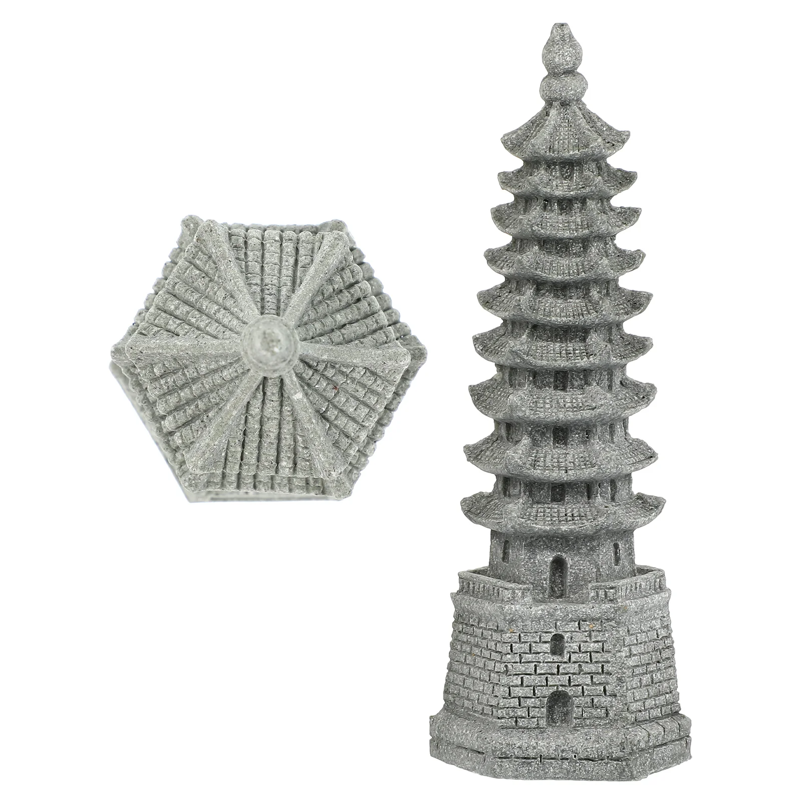 

2Pcs Garden Tower Figurines Flowerpot Bonsai Ornament Landscaping Decoration