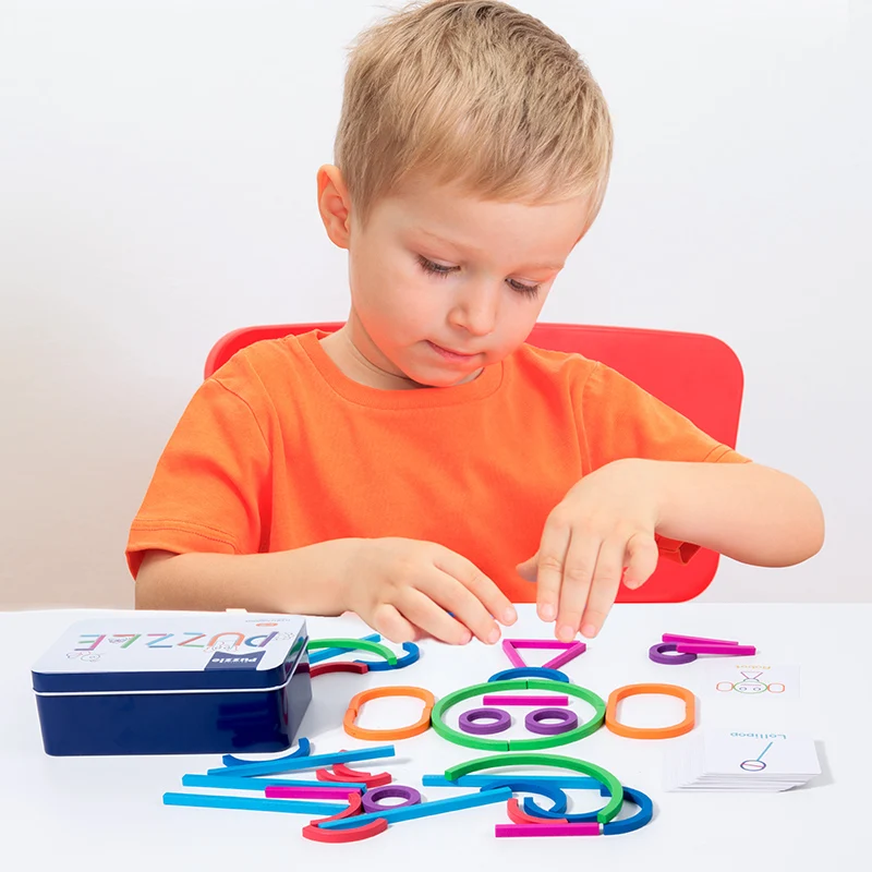 Kids Wooden Ring Early Education Shape Board Kindergarten Wooden Creative Puzzle Building Blocks Match Montessori Education Toys 3