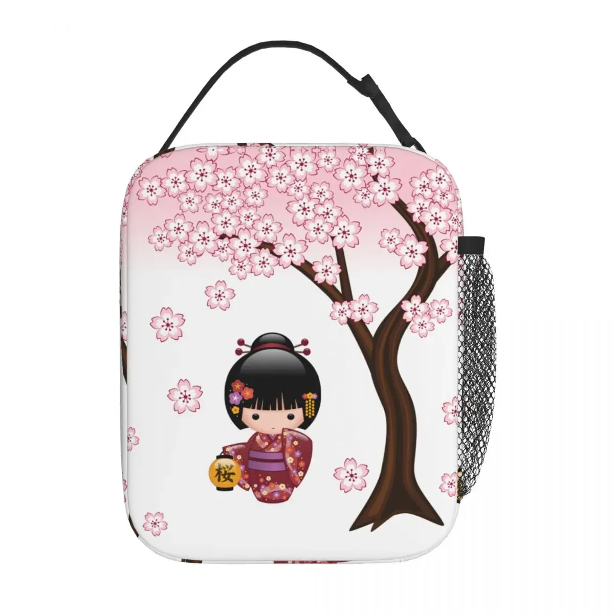 Lunch Bag Cooler Bag Sakura Kokeshi Doll Thermal Insulated Lunch Boxes Japanese Geisha Girl Lunch Bag Container Thermal Cooler Food Box