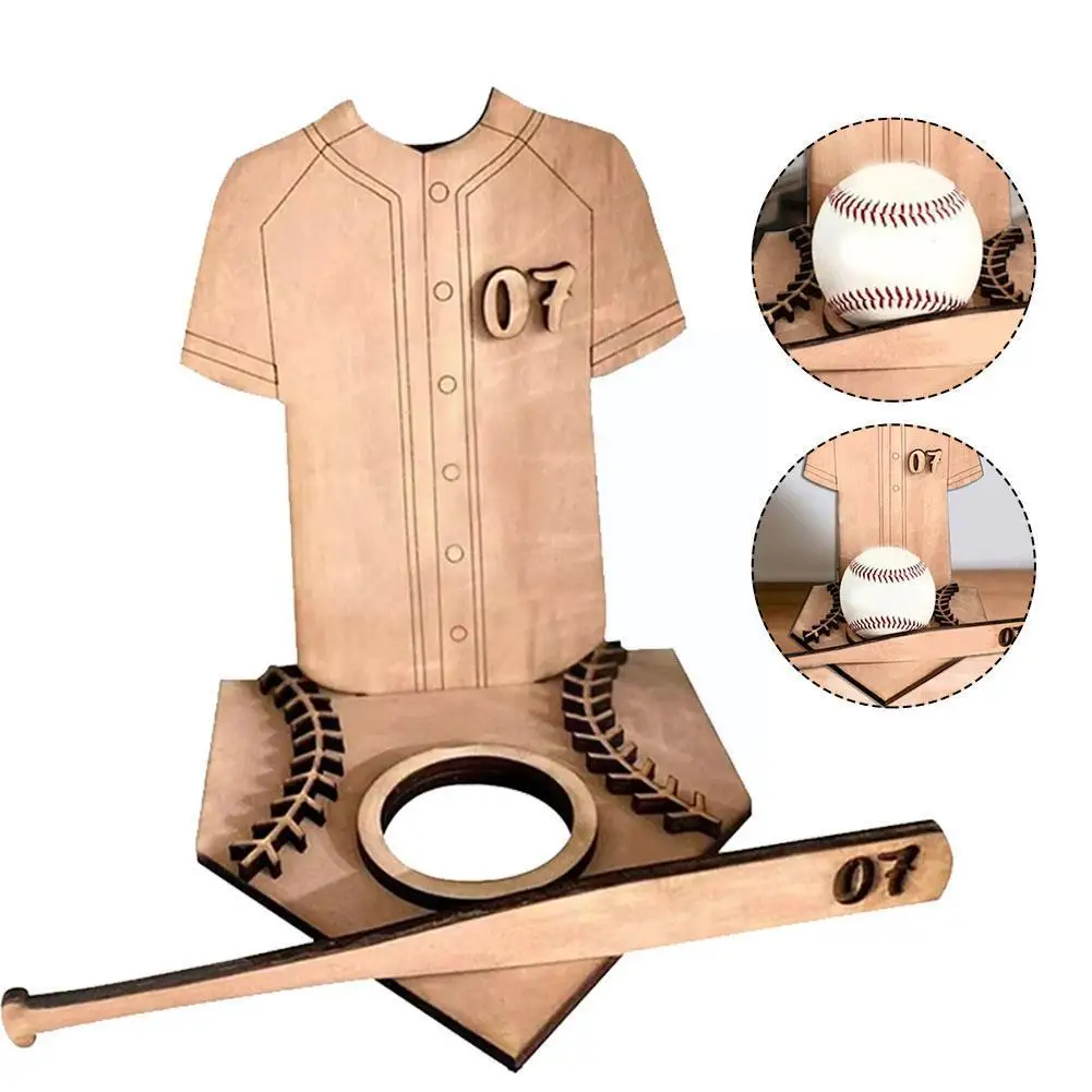 

2023 New Simple And Personalized Wooden Baseball Logo Desktop Rack Short Indoor Display Sleeved Storage M9N4