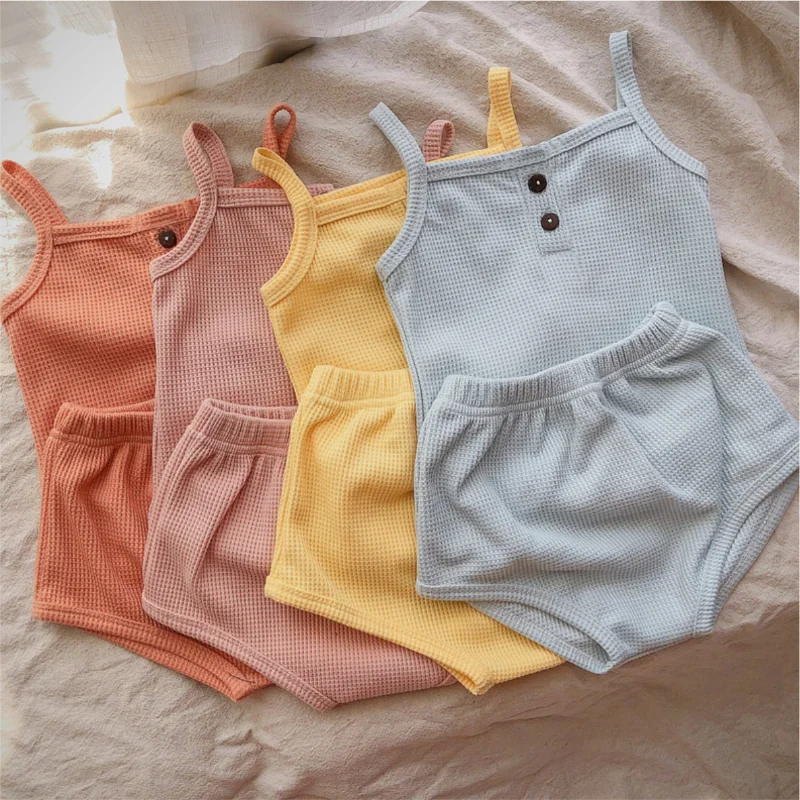 

Summer new baby sling vest set children's clothes baby triangle shorts children