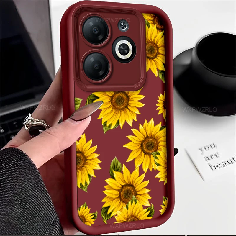Sunflower Painted Anti-Drop Silicone Phone Case