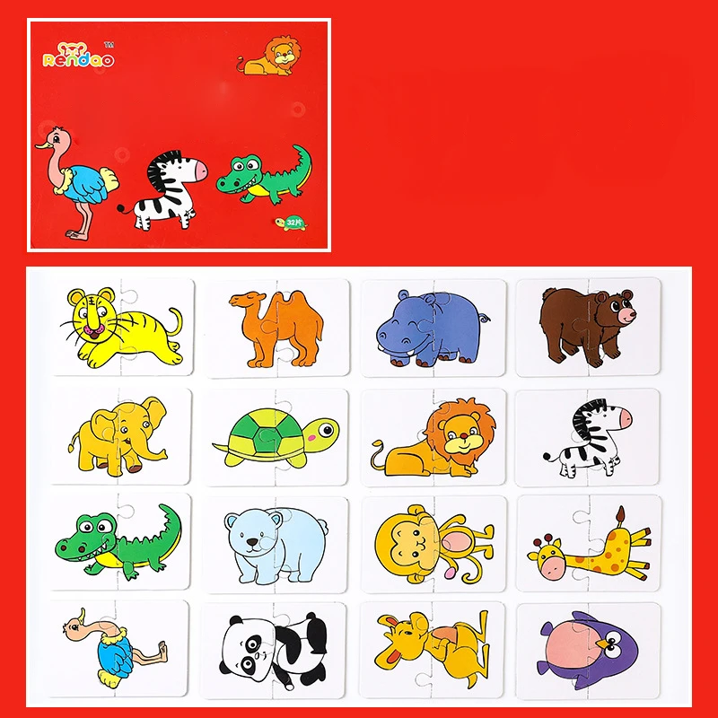 32Pc Toddler Card Match Game Cognitive Truck Fruit Animal Set Baby Puzzle Children Cognitive Montessori Educational Puzzles Toys - Image 2