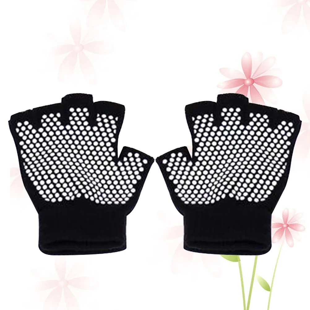 

Non-slip Workout Gloves Half Finger Cotton Gloves Machine Comfortable Knitted Gloves for Yoga Sports(Black)