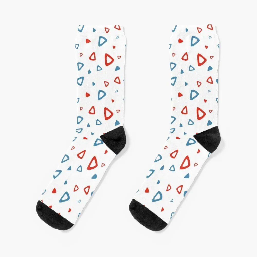 

Nostalgic 90s Blue and Red Triangle Pattern Socks anti-slip designer Girl'S Socks Men's
