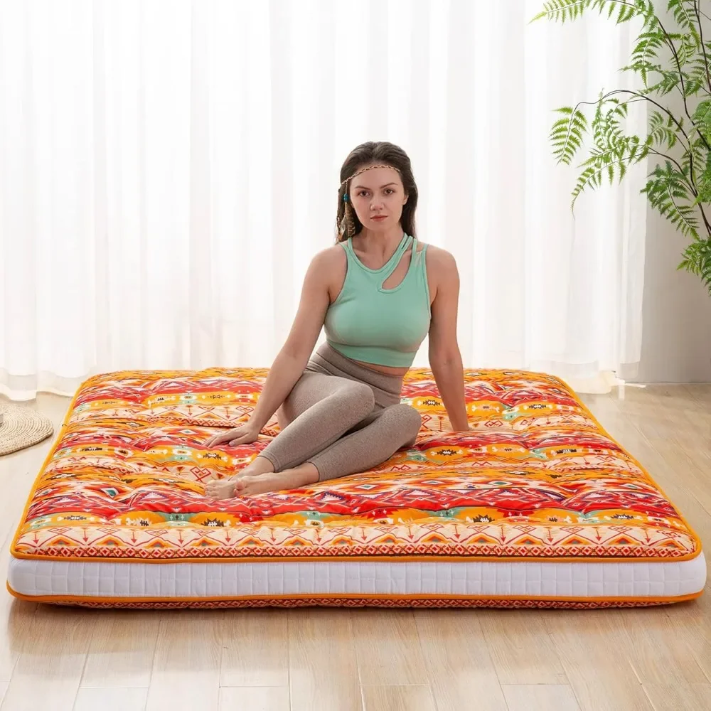 Japanese Floor Futon Mattress Extra Thick Folding Roll Up Bed Topper Mat for Guest Double Mattresses Lounger and Tavel Matress 3