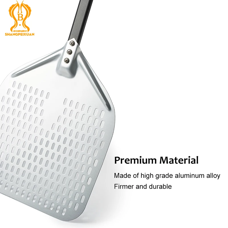 SHANGPEIXUAN 14/13/12 Inch Pizza Peel 51 inch Overall Length Perforated Pizza Shovel Aluminum Peel Oven Accessories