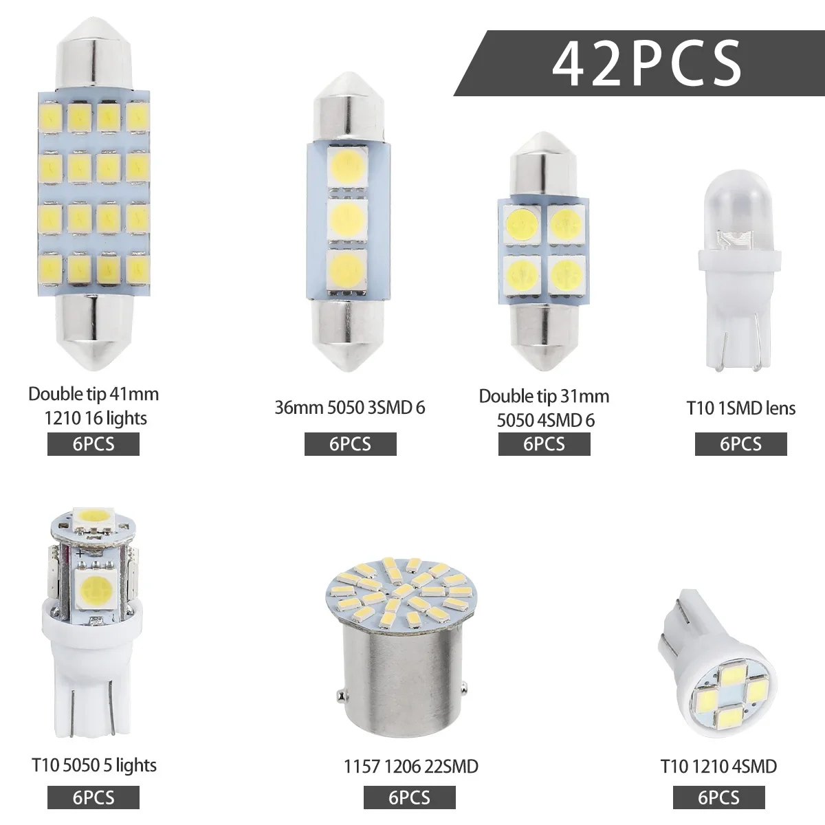 SMD LED ü ,  ,  ȭƮ, T10, 6000K, 42PCs